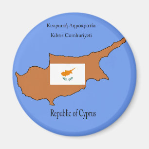 Vlag en kaart van de Republiek Cyprus Magneet