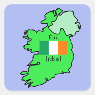 vlag en kaart van de Republiek Ierland Vierkante Sticker