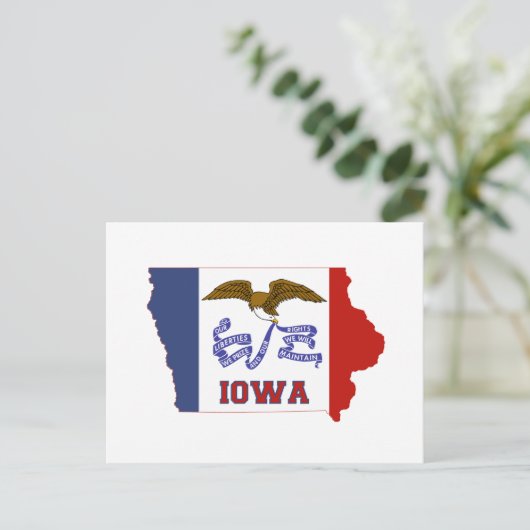 Vlag en kaart van de staat Iowa (Staand voorkant)