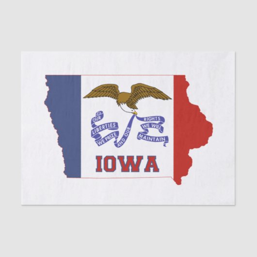 Vlag en kaart van de staat Iowa Tissuepapier (Voorkant)