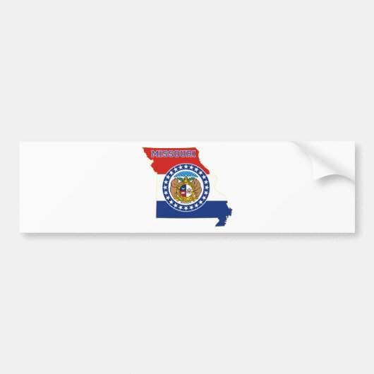 vlag en kaart van de staat Missouri Bumpersticker (Voorkant)