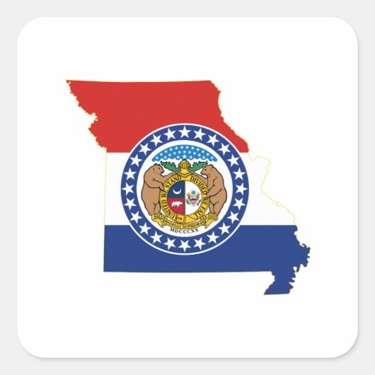 vlag en kaart van de staat Missouri Vierkante Sticker (Voorkant)