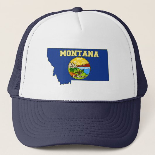 vlag en kaart van de staat Montana Trucker Pet (Voorkant)
