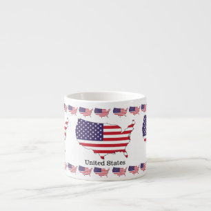 Vlag en kaart van de VS-herinneringsontwerp Espresso Kop