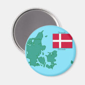 Vlag en kaart van Denemarken Magneet (Voorkant / Achterkant)
