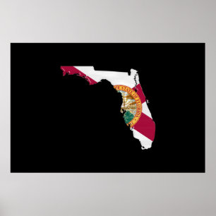 vlag en kaart van Florida Poster