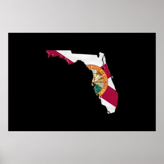 vlag en kaart van Florida Poster (Voorkant)
