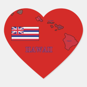 Vlag en kaart van Hawaï Hart Sticker