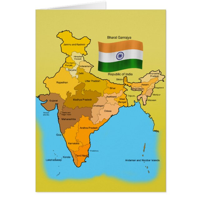 Vlag en kaart van India (Voorkant)