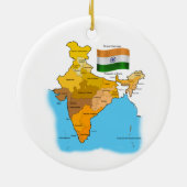Vlag en kaart van India Keramisch Ornament (Achterkant)
