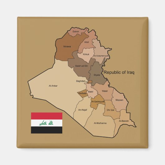 Vlag en kaart van Irak Magneet (Voorkant)