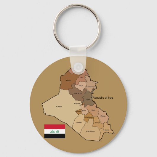 Vlag en kaart van Irak Sleutelhanger (Voorkant)