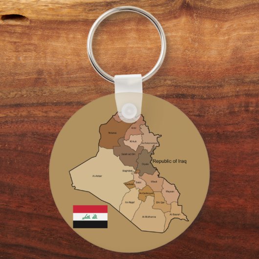 Vlag en kaart van Irak Sleutelhanger (Voorkant)