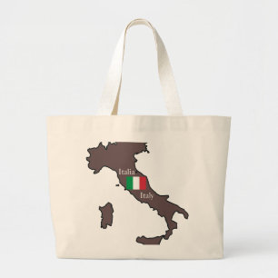 Vlag en kaart van Italië Grote Tote Bag