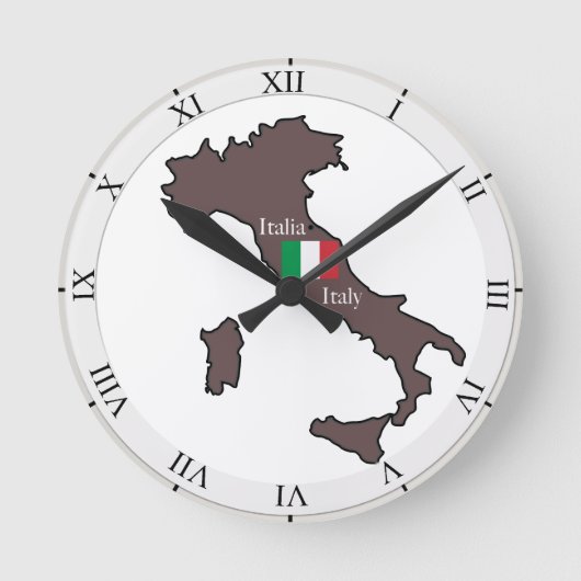 Vlag en kaart van Italië Ronde Klok (Voorkant)