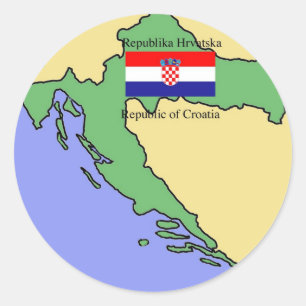 Vlag en kaart van Kroatië Ronde Sticker
