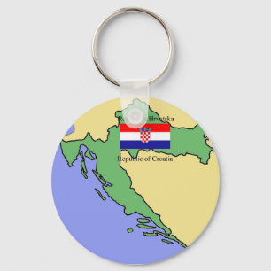 Vlag en kaart van Kroatië Sleutelhanger