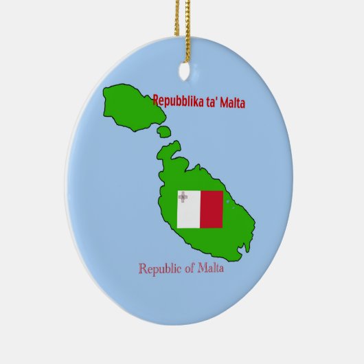 Vlag en kaart van Malta Keramisch Ornament (Rechts)