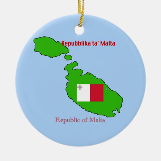 Vlag en kaart van Malta Keramisch Ornament (Voorkant)