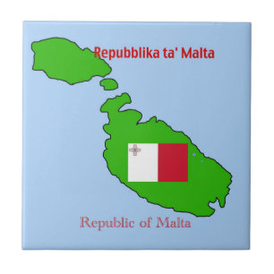 Vlag en kaart van Malta Tegeltje