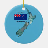 Vlag en kaart van Nieuw-Zeeland Keramisch Ornament (Achterkant)
