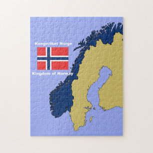 Vlag en kaart van Noorwegen Legpuzzel