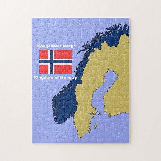 Vlag en kaart van Noorwegen Legpuzzel (Verticaal)
