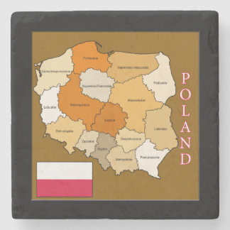 Vlag en kaart van Polen Stenen Onderzetter