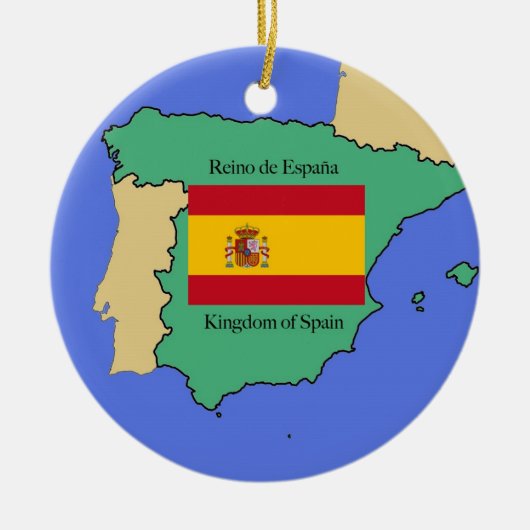 Vlag en kaart van Spanje Keramisch Ornament (Voorkant)