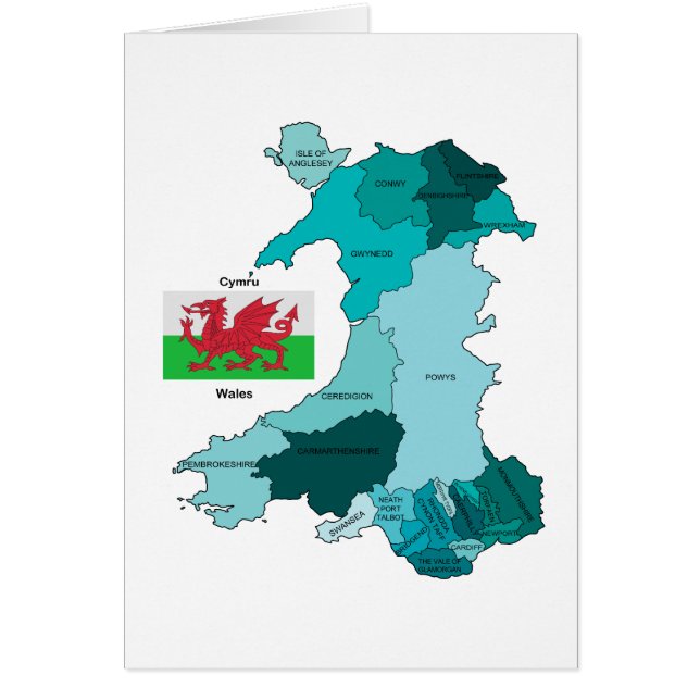 Vlag en kaart van Wales (Voorkant)
