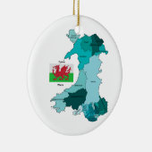 Vlag en kaart van Wales Keramisch Ornament (Rechts)