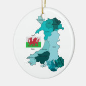 Vlag en kaart van Wales Keramisch Ornament (Links)