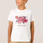 Vlag en kaart van Zwitserland T-shirt (Voorkant)