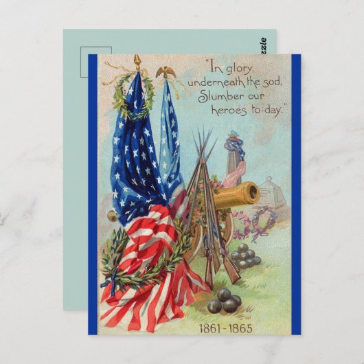  vlag en kanon herdenken onze helden briefkaart (Voorkant / Achterkant)
