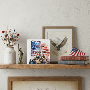Vlag en kruis "God Bless America" Fotoplaat