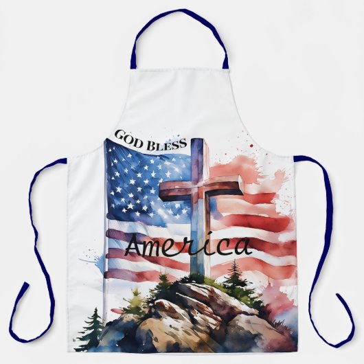 Vlag en kruis "God Bless America" Schort (Voorkant)