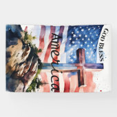 Vlag en kruis "God Bless America" Spandoek (Horizontaal)
