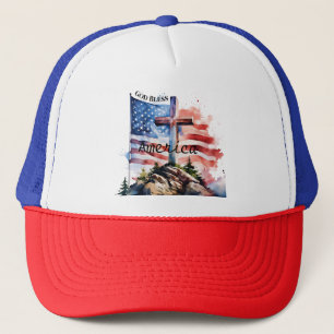 Vlag en kruis "God Bless America" Trucker Pet