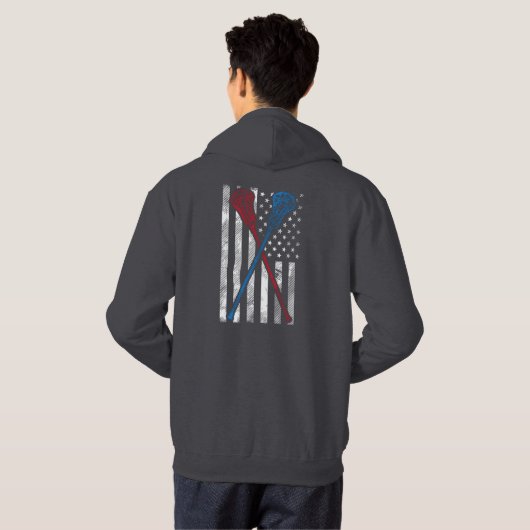  vlag en lacrosse vleermuizen hoodie (Achterkant volledig)