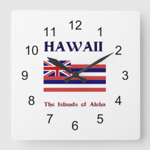 Vlag en motto van Hawaii Vierkante Klok