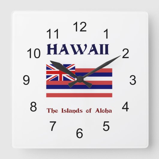 Vlag en motto van Hawaii Vierkante Klok (Voorkant)