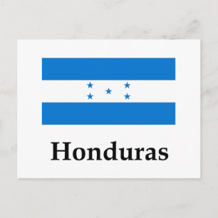 vlag en naam van Honduras Briefkaart