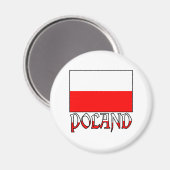Vlag en naam van Polen Magneet (Voorkant / Achterkant)