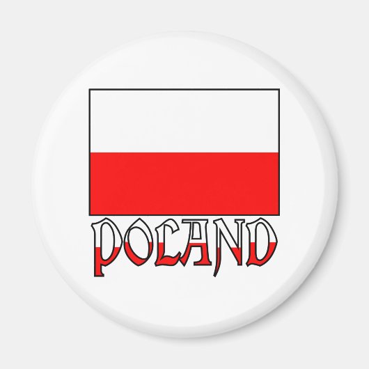 Vlag en naam van Polen Magneet (Voorkant)