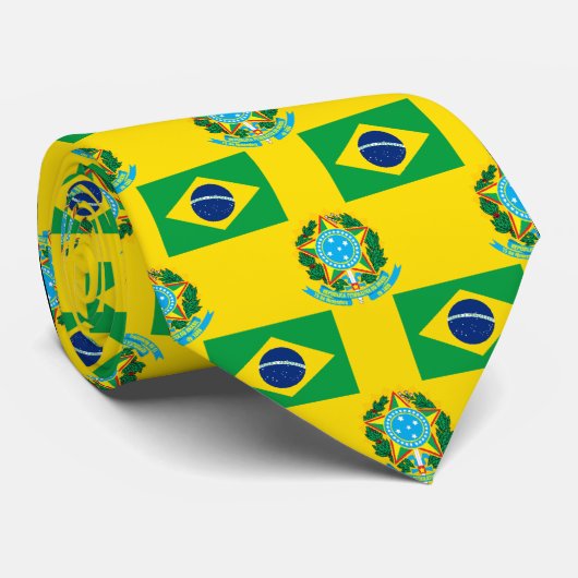 Vlag en rest van Brazilië Stropdas (Opgerold)