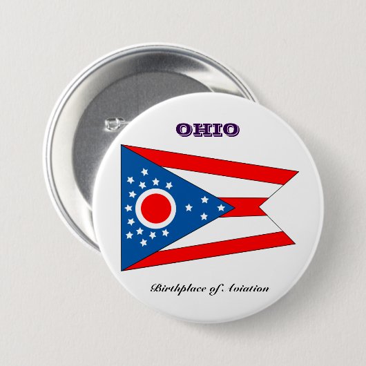 vlag en slogan van de deelstaat Ohio Ronde Button 7,6 Cm (Voorkant /achterkant)
