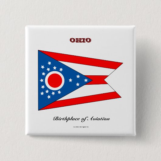 vlag en slogan van de deelstaat Ohio Vierkante Button 5,1 Cm (Voorkant)