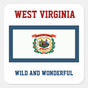 VLAG EN SLOGAN VAN WEST VIRGINIA VIERKANTE STICKER