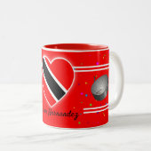 Vlag en steelpan van Trinidad en Tobago (Jouw naam Tweekleurige Koffiemok (Voorkant rechts)