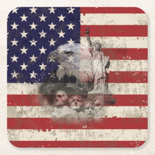 Vlag en symbolen van de Verenigde Staten ID155 Kartonnen Onderzetters